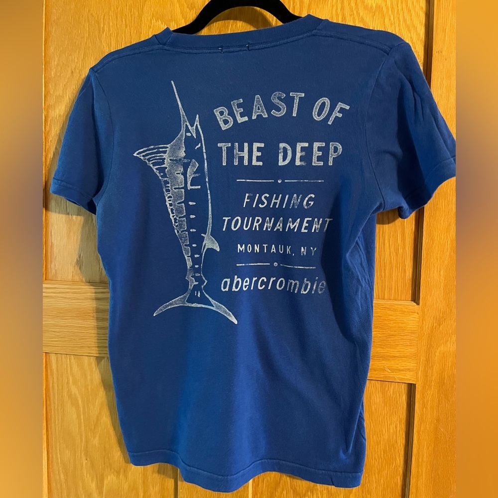 Abercrombie & Fitch kids graphic short sleeve t-shirt fishing muscle fit XL